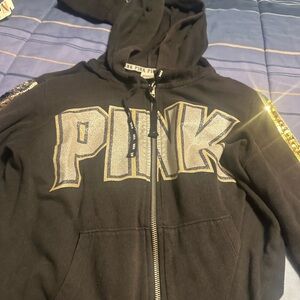 Vs pink black jacket with sequins on the sleeves